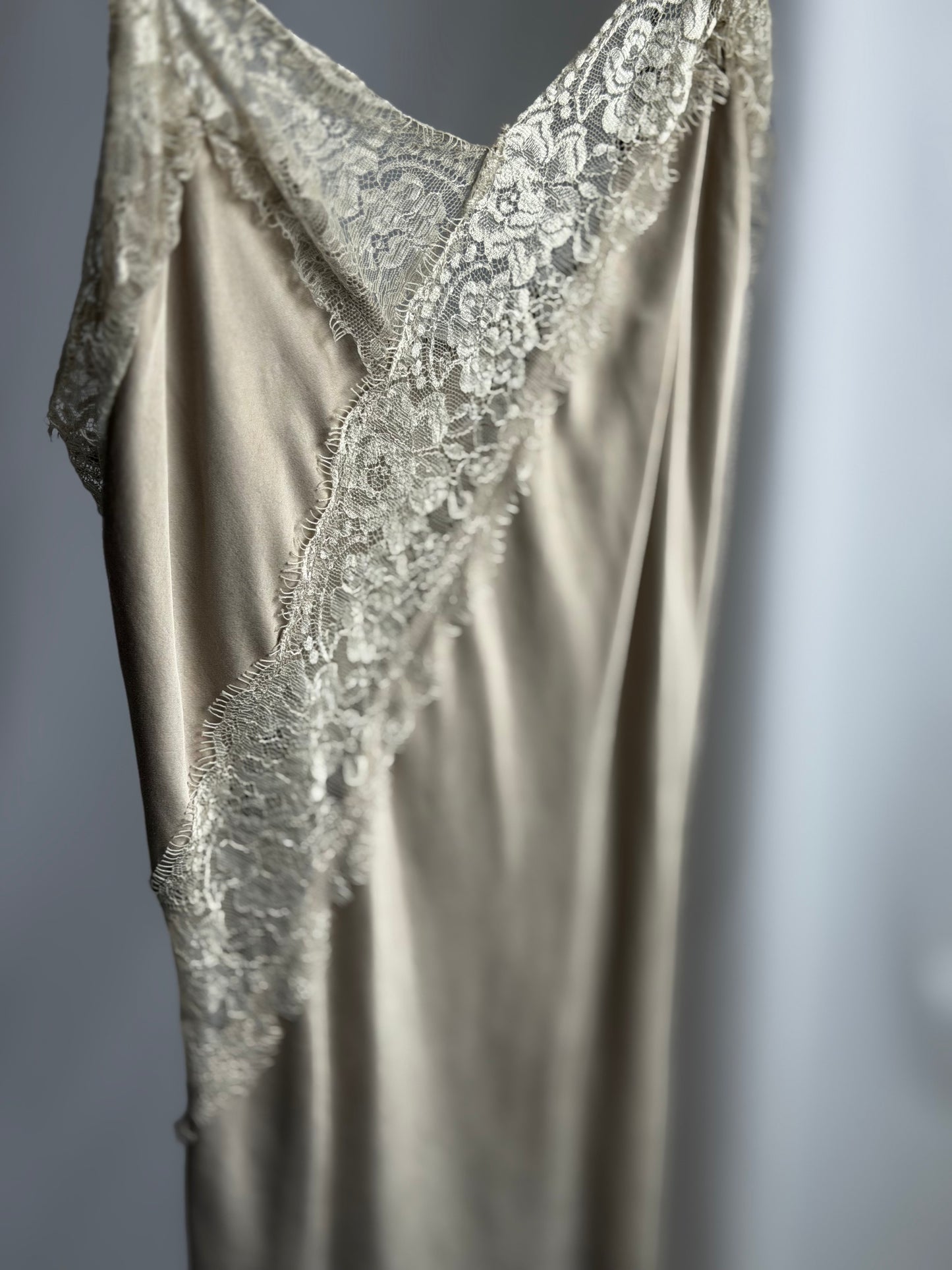 Cream Lace Slip Dress