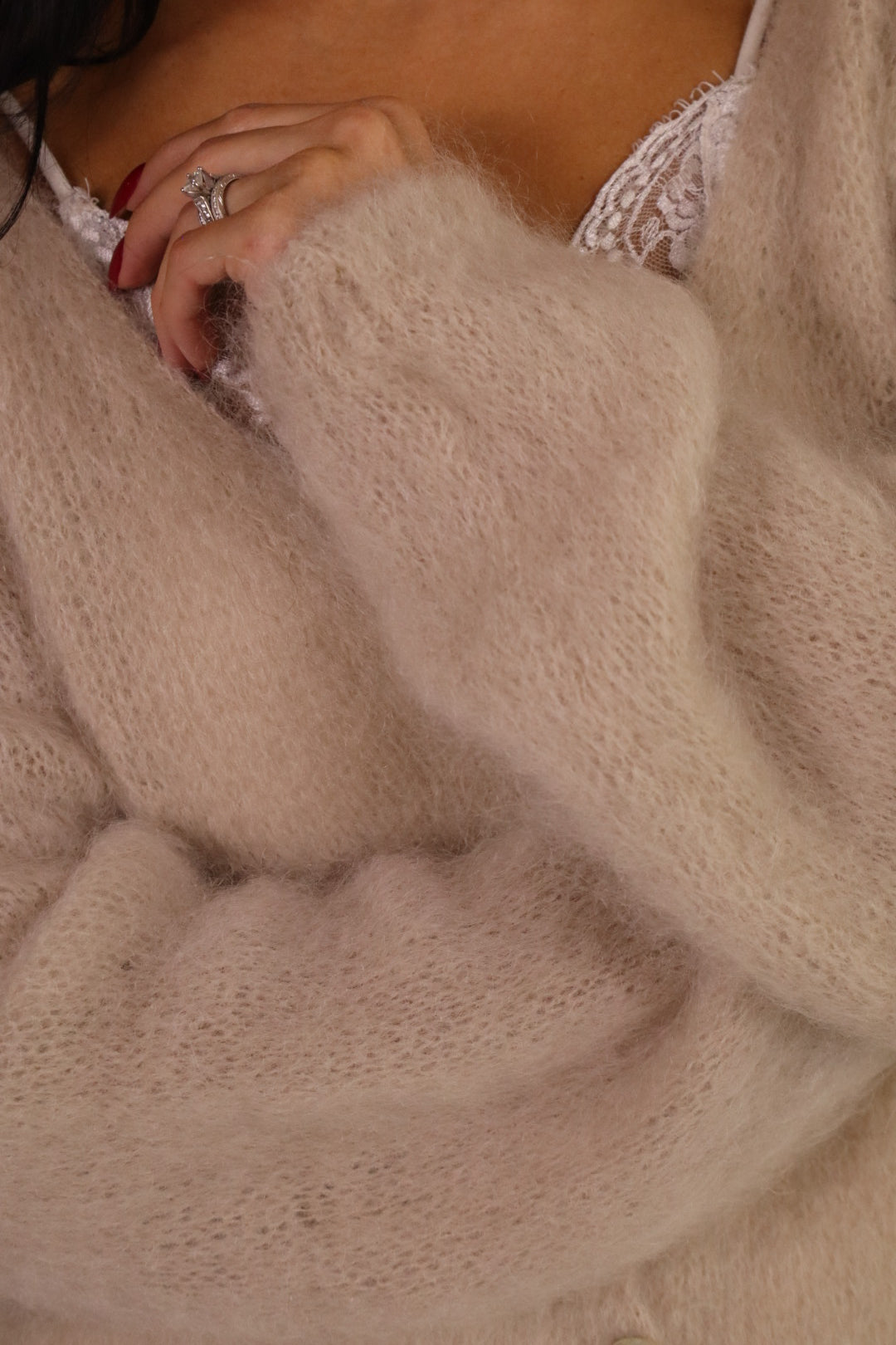 Beige Mohair Cardigan