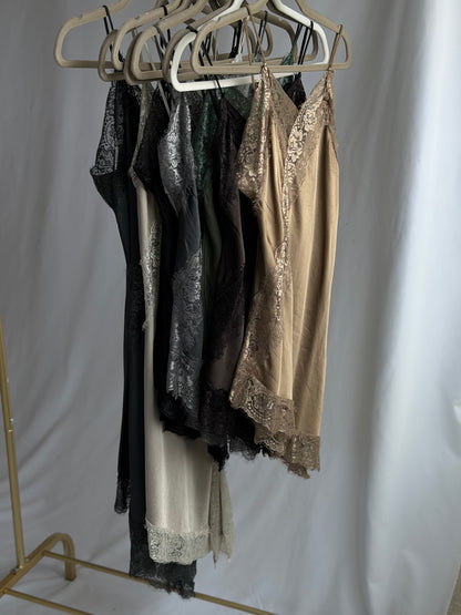 Cream Lace Slip Dress