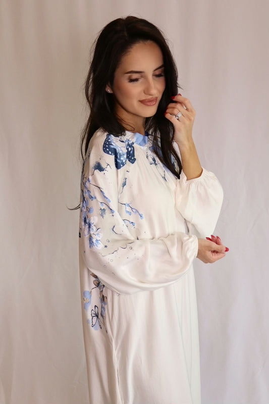 White butterfly dress
