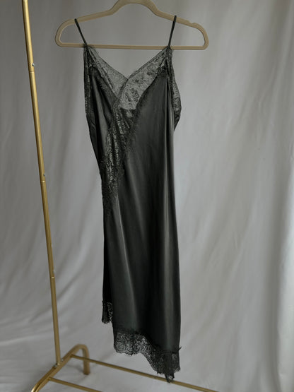 charcoal lace slip dress