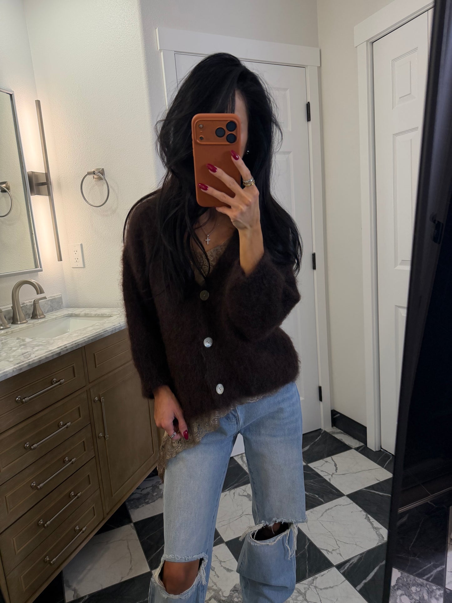 chocolate mohair cardigan