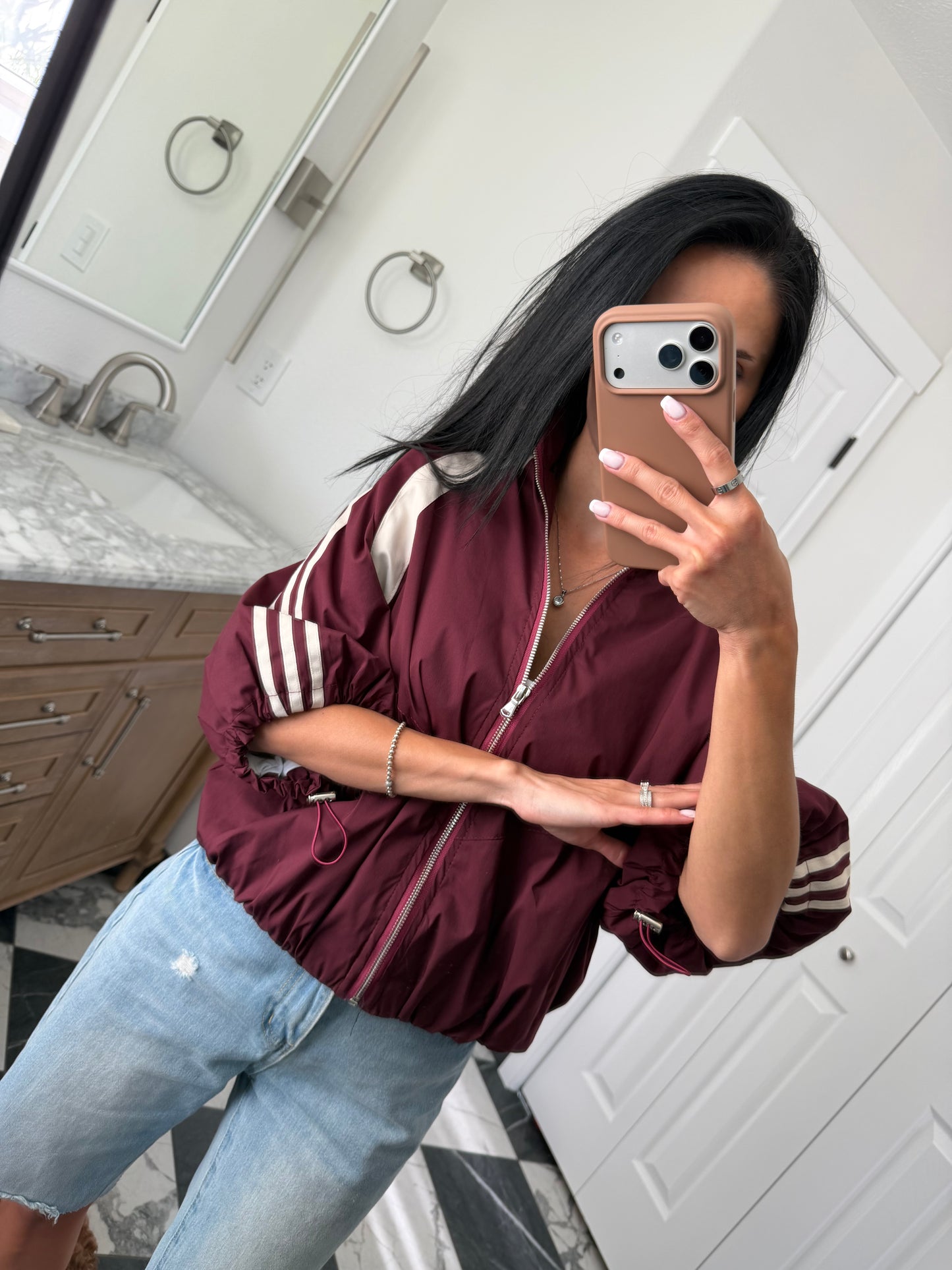 Wine Bomber Jacket