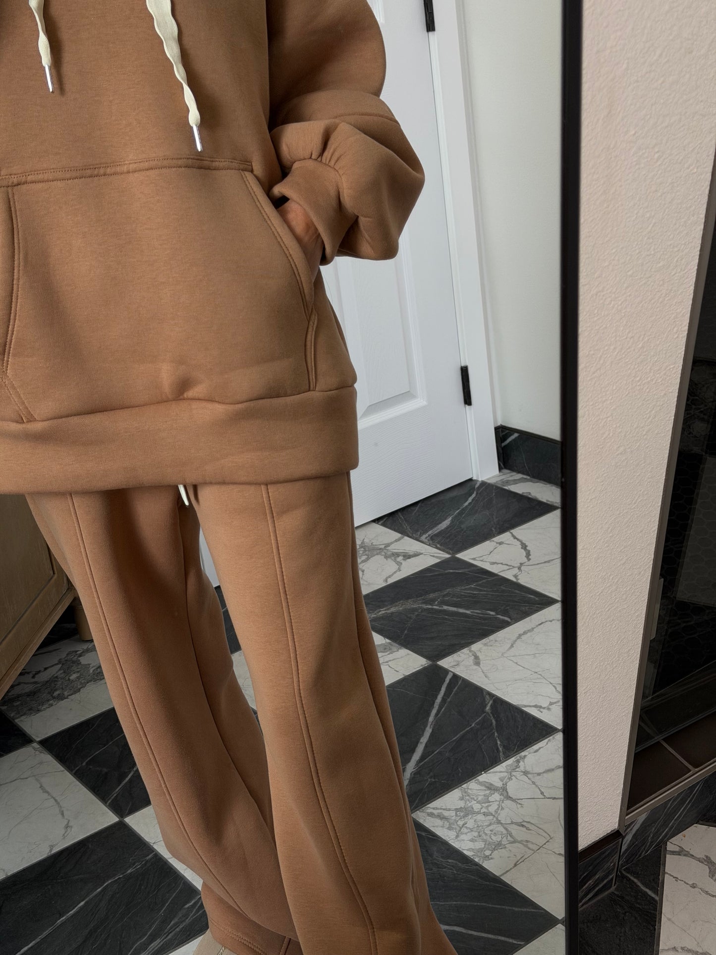 cozy caramel hoodie set