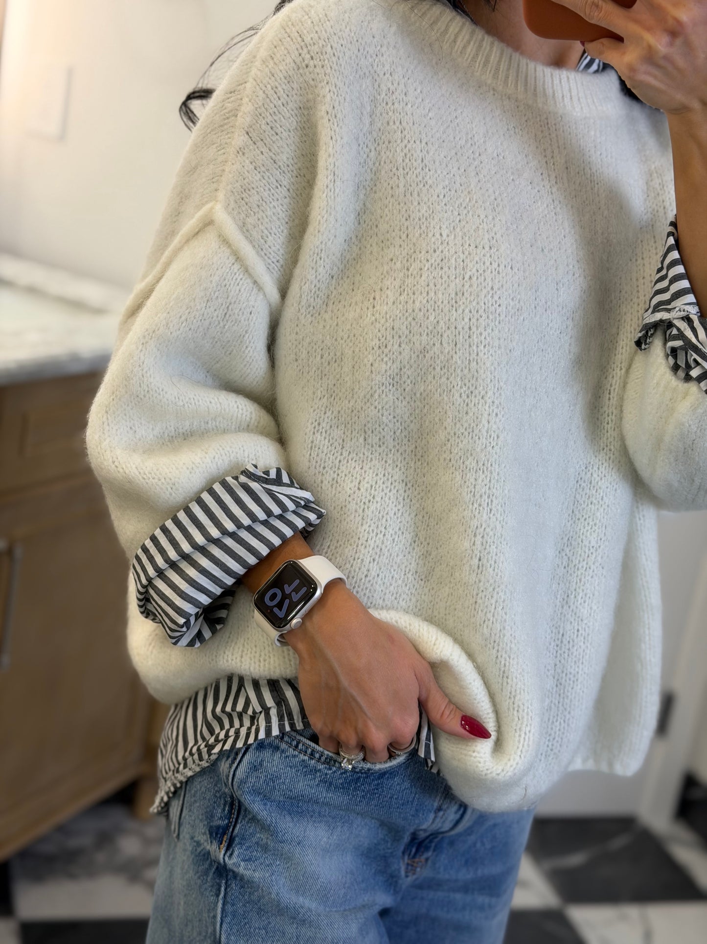 ivory mohair-wool blend sweater