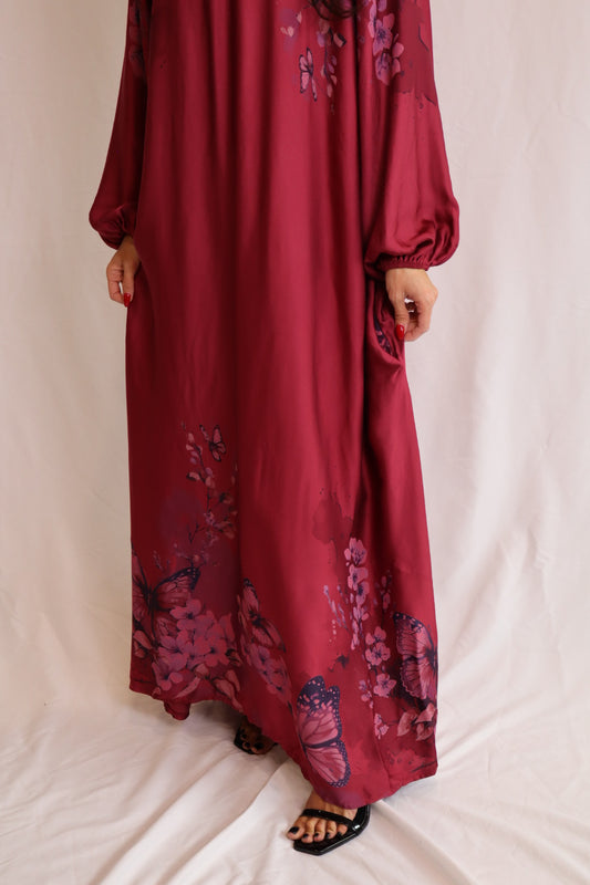 Wine butterfly dress