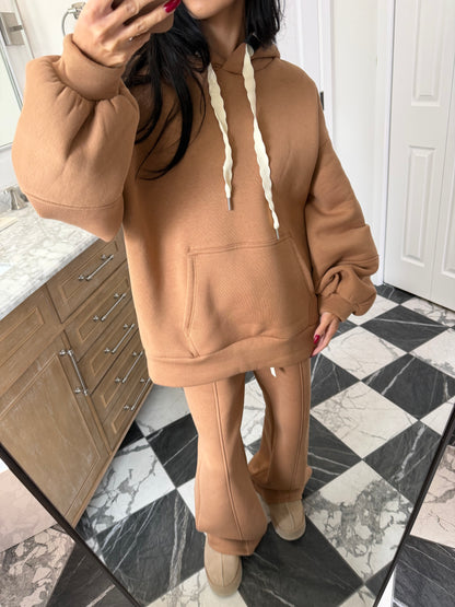 cozy caramel hoodie set