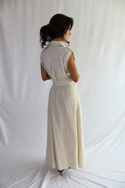 Linen blend maxi dress