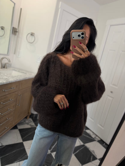 chocolate fluffy sweater