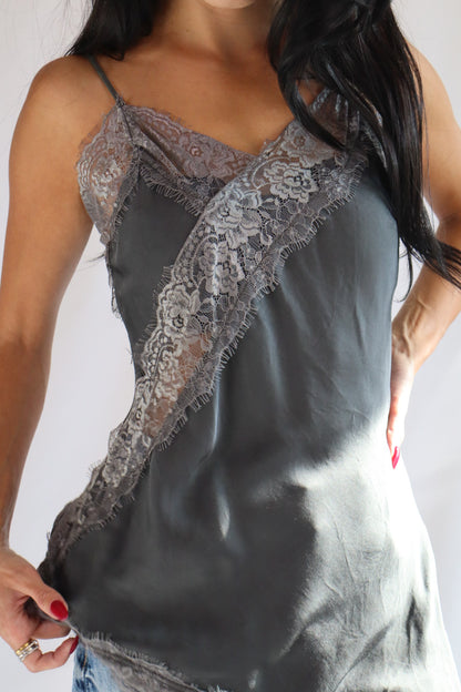 Grey Lace Camisole Top