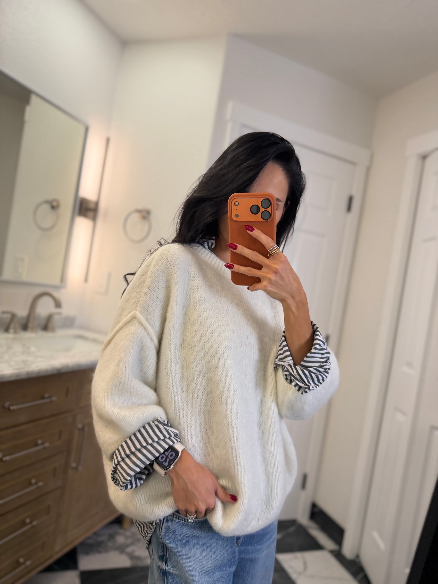 ivory mohair-wool blend sweater