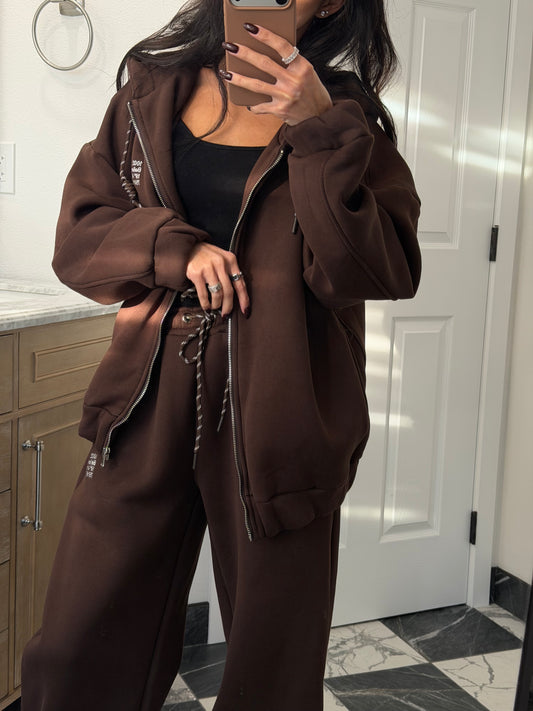 Oversized brown Fleece Set