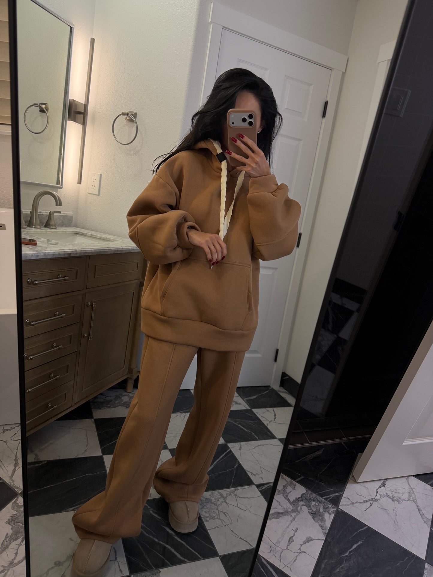 cozy caramel hoodie set