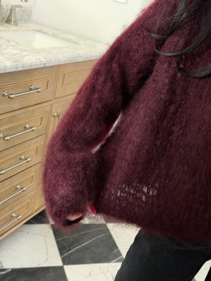 burgundy fluffy sweater