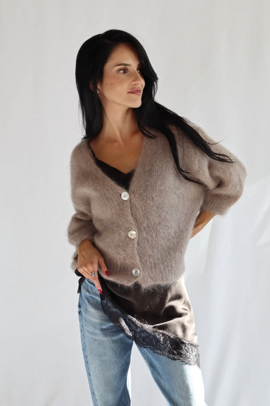 cappuccino mohair cardigan